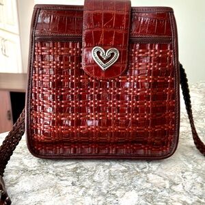 Brighton vintage leather bag, single strap crock weave